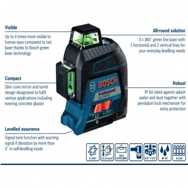 BOSCH GLL 3-60 XG Professional. Green Line Laser. up to 30M.