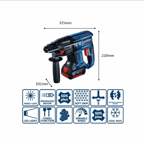 BOSCH GBH180-LI Professional Cordless Rotary Hammer with SDS plus
