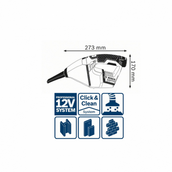 BOSCH GAS 12V-LI Professional Cordless Vacuum Cleaner. Compact dust extractor. Light Weight. Comes with crevice nozzle.