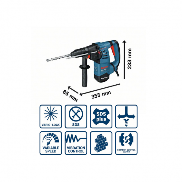 BOSCH GBH 3-28DFR Professional. Rotary Hammer Drill with SDS-Plus. 800W.