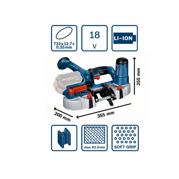BOSCH GCB 18V-63 Professional Cordless Band Saw. Option to purchase bare unit only or set with battery & charger