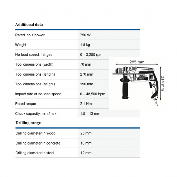 BOSCH GSB 16RE Professional. Impact Drill. 750W.
