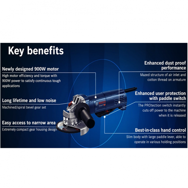 BOSCH GWS 9-100P Professional. Angle Grinder 4" (100mm). 900W.