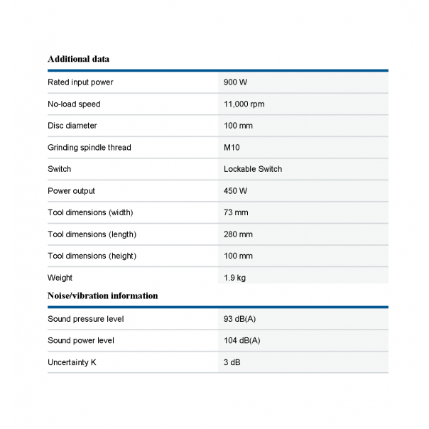 BOSCH GWS 900-100 Professional. Angle Grinder. 4" (100mm). 900W.