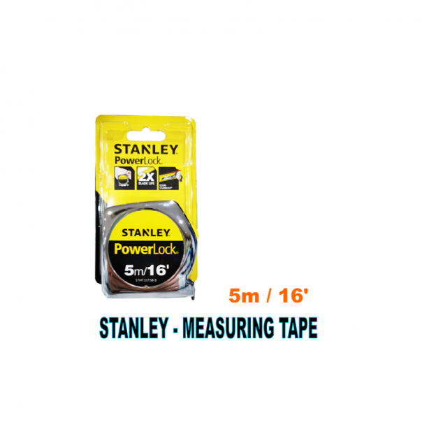 STANLEY Power Lock Steel Measuring Tape 5mtr/16'.