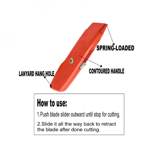STANLEY Self-Retracting Utility Knife Model: 10-189C. Self Retractable Pen Knife Orange