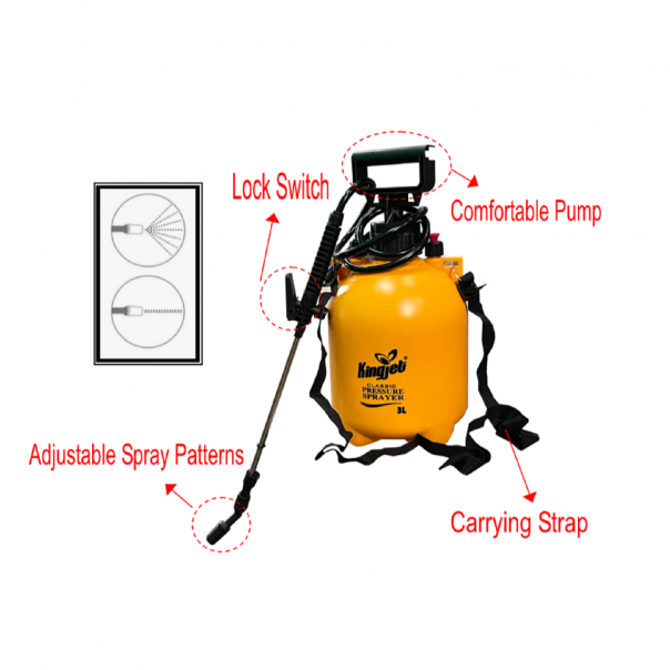 KINGJET 5ltr Garden Sprayer. Pressure Sprayer with carrying strap. Portable water container.