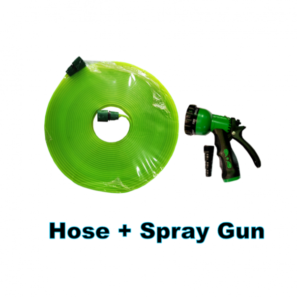 Green Garden Water Hose 15mtr or 20mtr. Comes with adjustable hose gun.