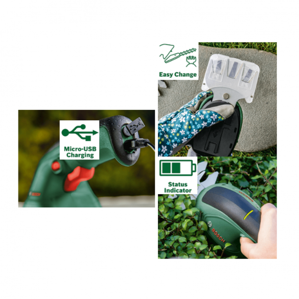 BOSCH Cordless Shrub and Grass Shear Set. BOSCH Easy Shear. 3.6V. Gardening.