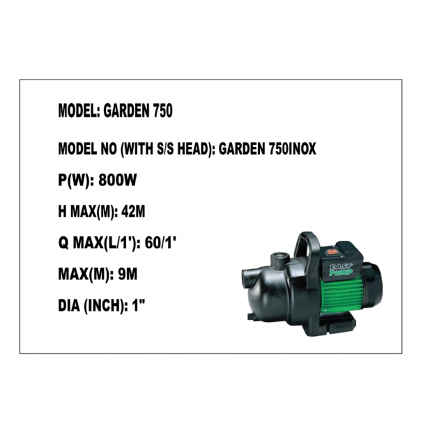 EASYPUMP Garden Pump 800W. Italy.