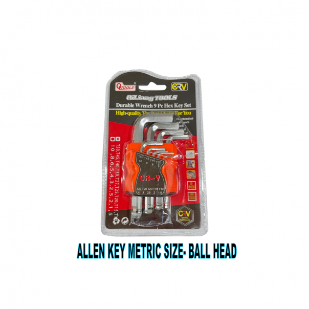 Allen Key Set. 9pcs metric size. Hex Key. Ball head. Long or Short.