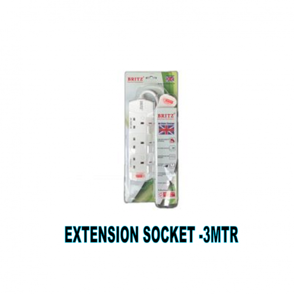 Extension Socket. 3 Gang. 3mtr length. Safety Mark.