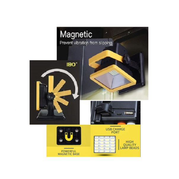 TENTO 15W Weatherproof Rechargeable LED Flood Light with Magnetic Base IP65