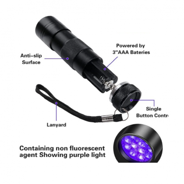 UV LED Torch Light. Ultra Violet. UV Light.