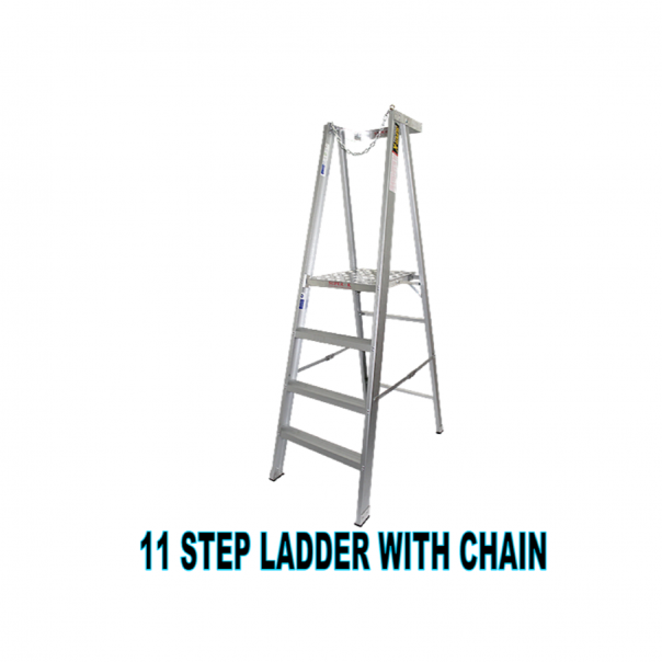 Aluminium Platform Ladder with Safety Chain. 11 step (10step + 1platform). 150kg Load.