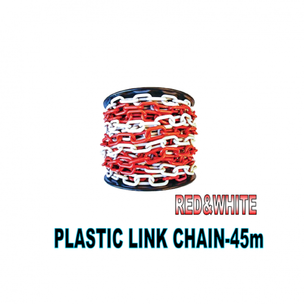 Plastic Link Chain. 6mm. 45Mtr per roll. Red & White.