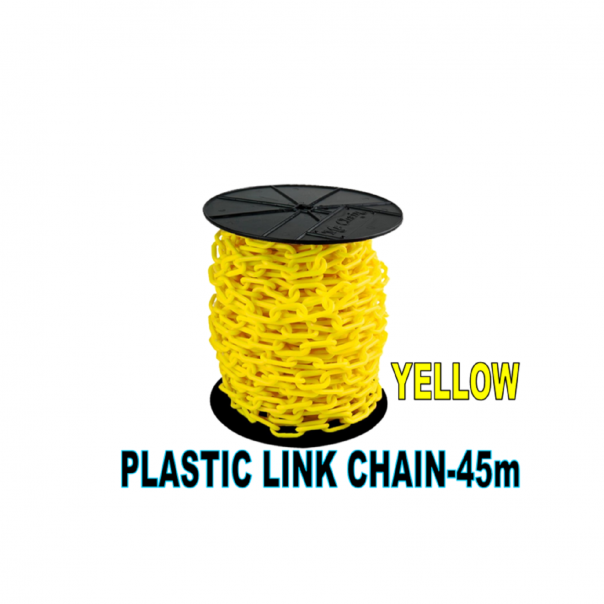 Plastic Link Chain. 6mm. 45Mtr per roll. Yellow.