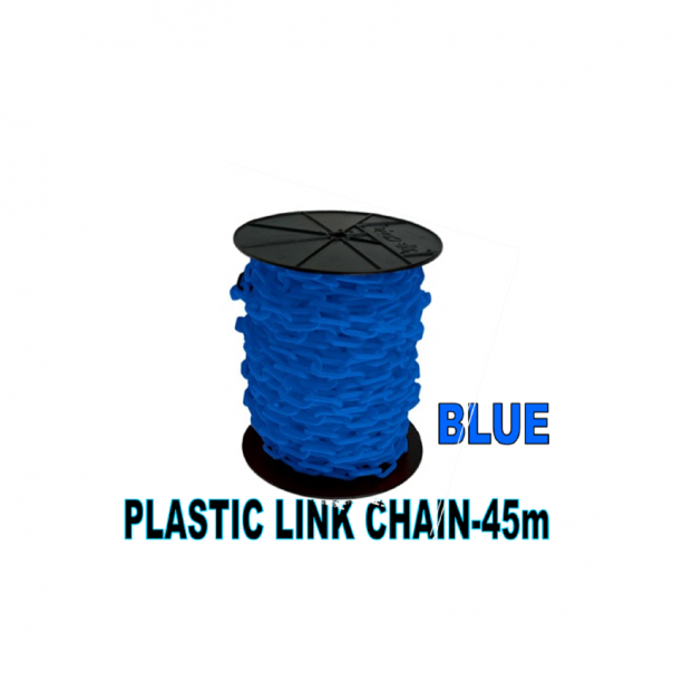 Plastic Link Chain. 6mm. 45Mtr per roll. Blue.