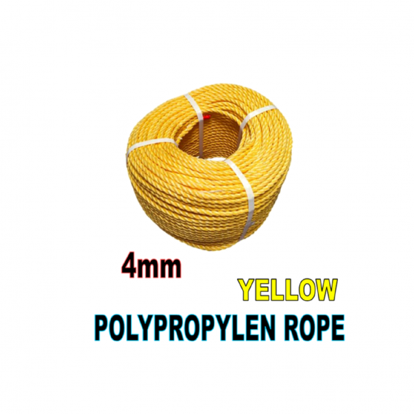 Polyethylene Rope (PE Rope) 4mm. Yellow. All Purpose Utility Rope.