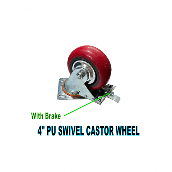 4" PU Swivel Castor Wheel with Brake