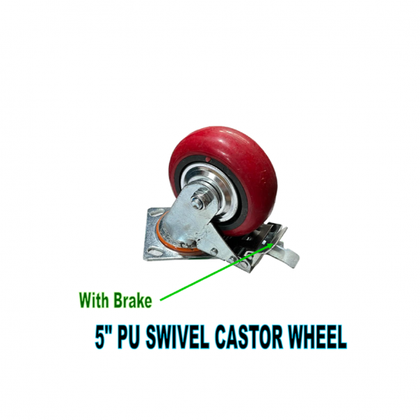 5" PU Swivel Castor Wheel with Brake