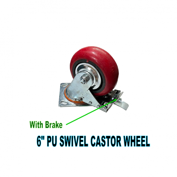 6" PU Swivel Castor Wheel with Brake