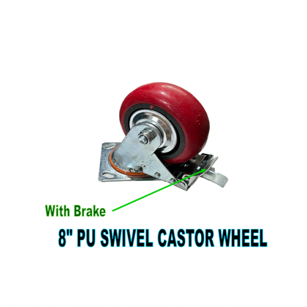 8" PU Swivel Castor Wheel with Brake