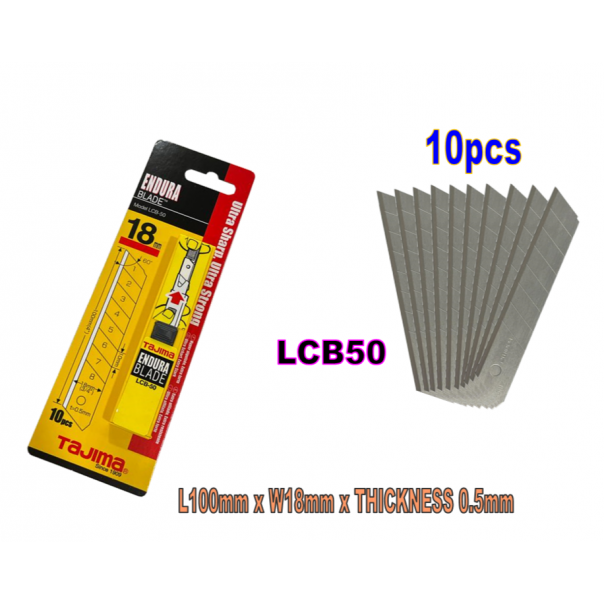 TAJIMA Cutter Blade Refill 18mm/25mm. 10pcs/pack. LCB50/LCB65