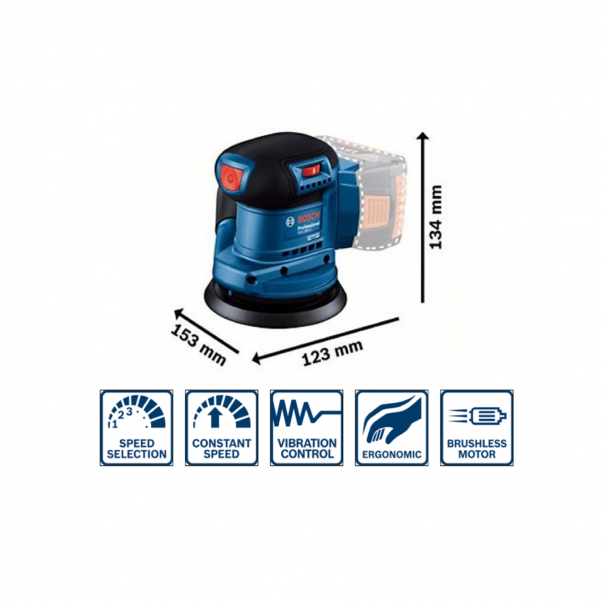 BOSCH GEX 185-LI Professional. Cordless Random Orbit Sander. 5" (125mm).
