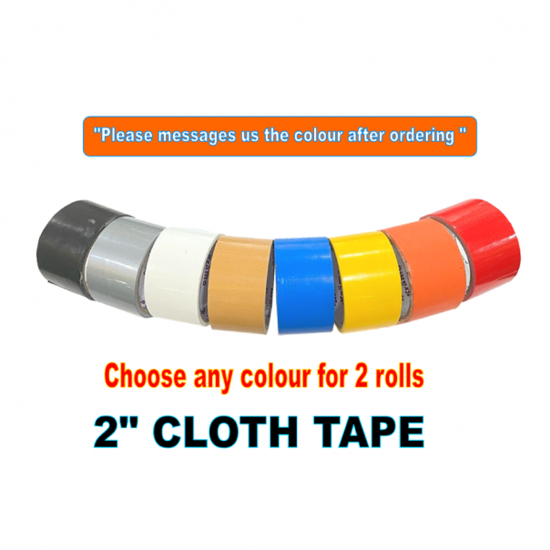Cloth Tape. Duct Tape. 2" (48mm). 8 Colours. 2rolls Bundle Deal.