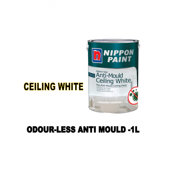 NIPPON Odour-less Anti-Mould Ceiling White Paint. 1ltr. Interior wall.