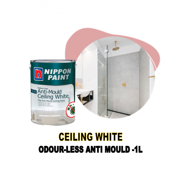 NIPPON Odour-less Anti-Mould Ceiling White Paint. 1ltr. Interior wall.